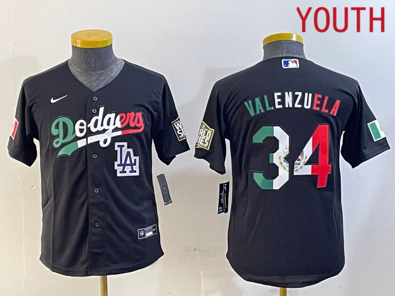 Youth Los Angeles Dodgers #34 Valenzuela Black Game 2024 Nike MLB Jersey style 10296